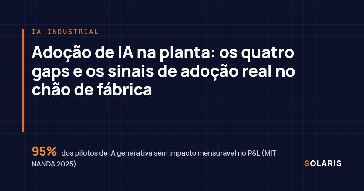 Adoção de IA na planta: os quatro gaps e os sinais de adoção real no chão de fábrica